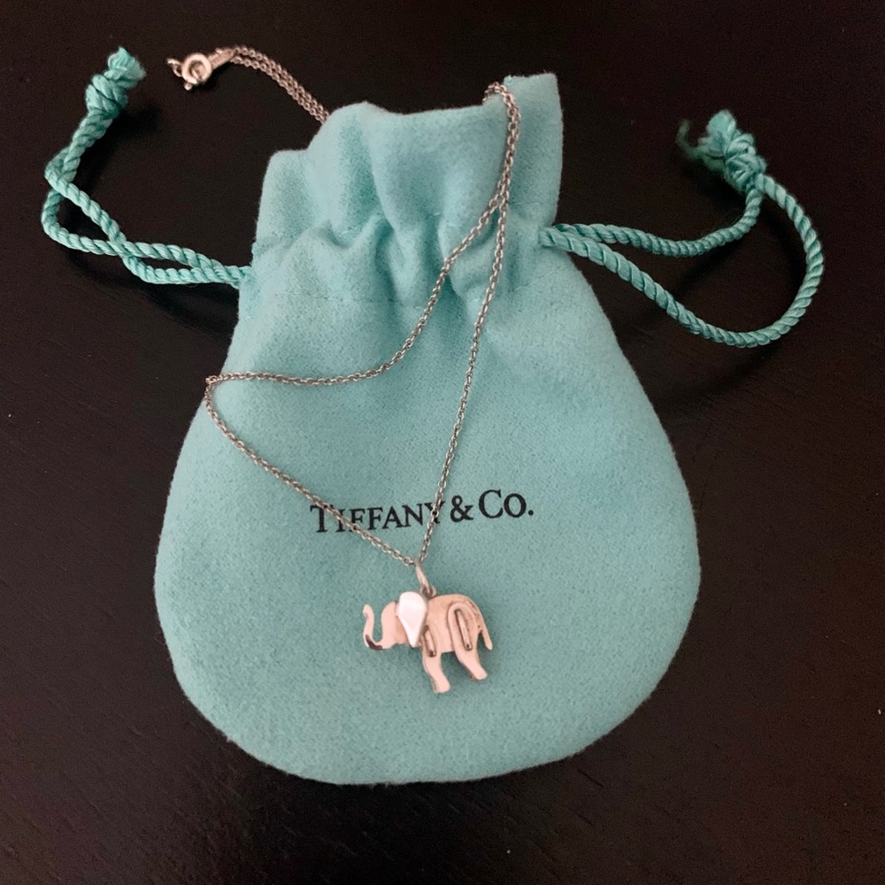 Tiffany & Co Save the Wild Elephant charm pendant necklace Sterling silver
